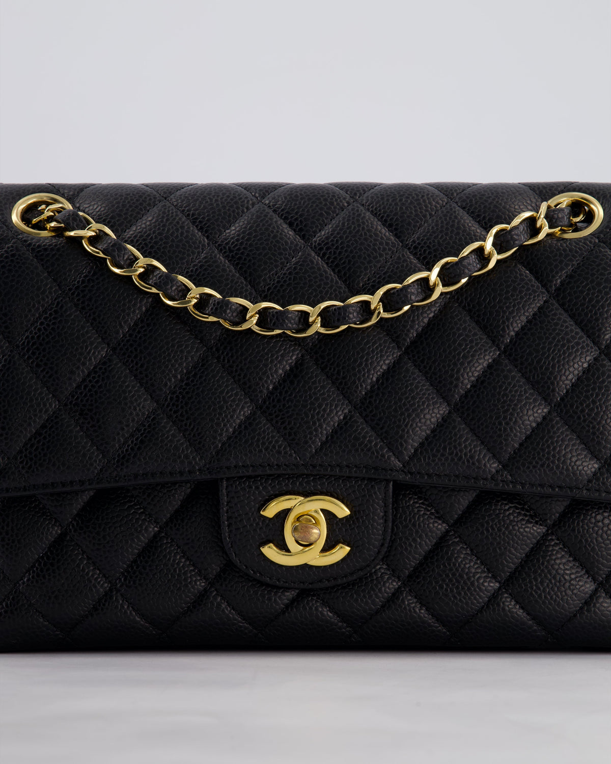 Chanel Medium Black Classic Double Flap Bag in Caviar Leather with Gold Hardware