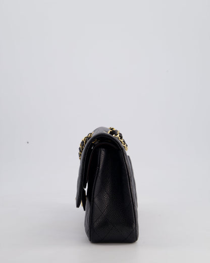 Chanel Medium Black Classic Double Flap Bag in Caviar Leather with Gold Hardware