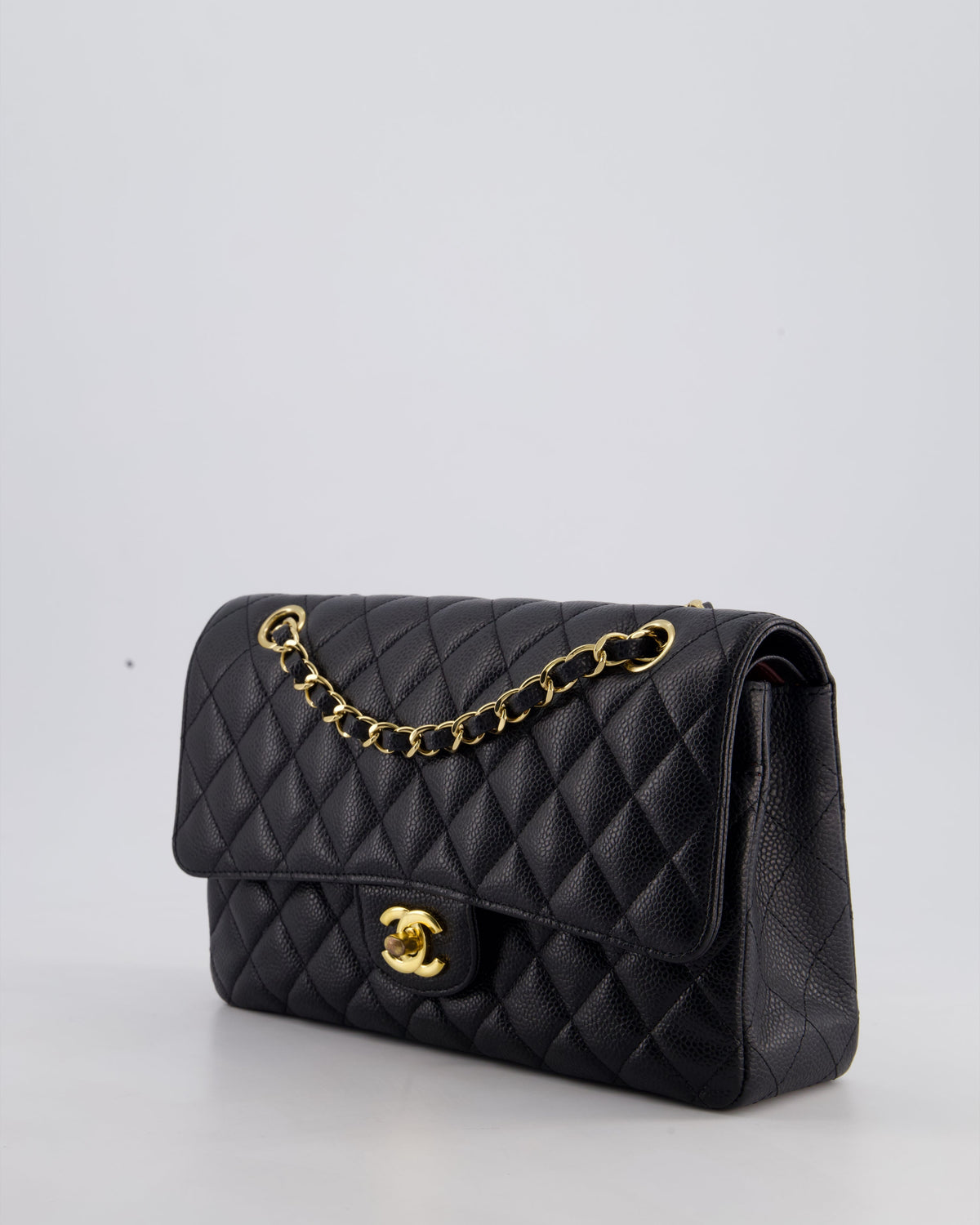 Chanel Medium Black Classic Double Flap Bag in Caviar Leather with Gold Hardware