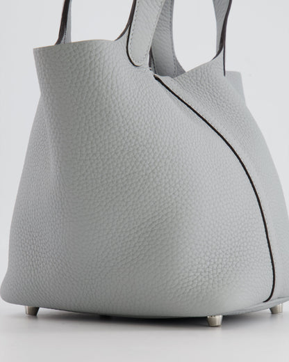 *RARE*  Hermes Picotin 18cm in Bleu Glacier Clemence Leather with Palladium Hardware