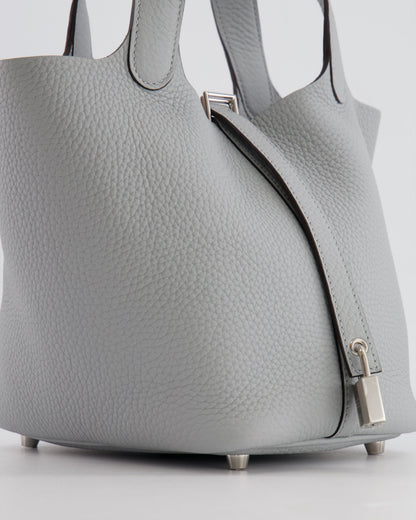 *RARE*  Hermes Picotin 18cm in Bleu Glacier Clemence Leather with Palladium Hardware