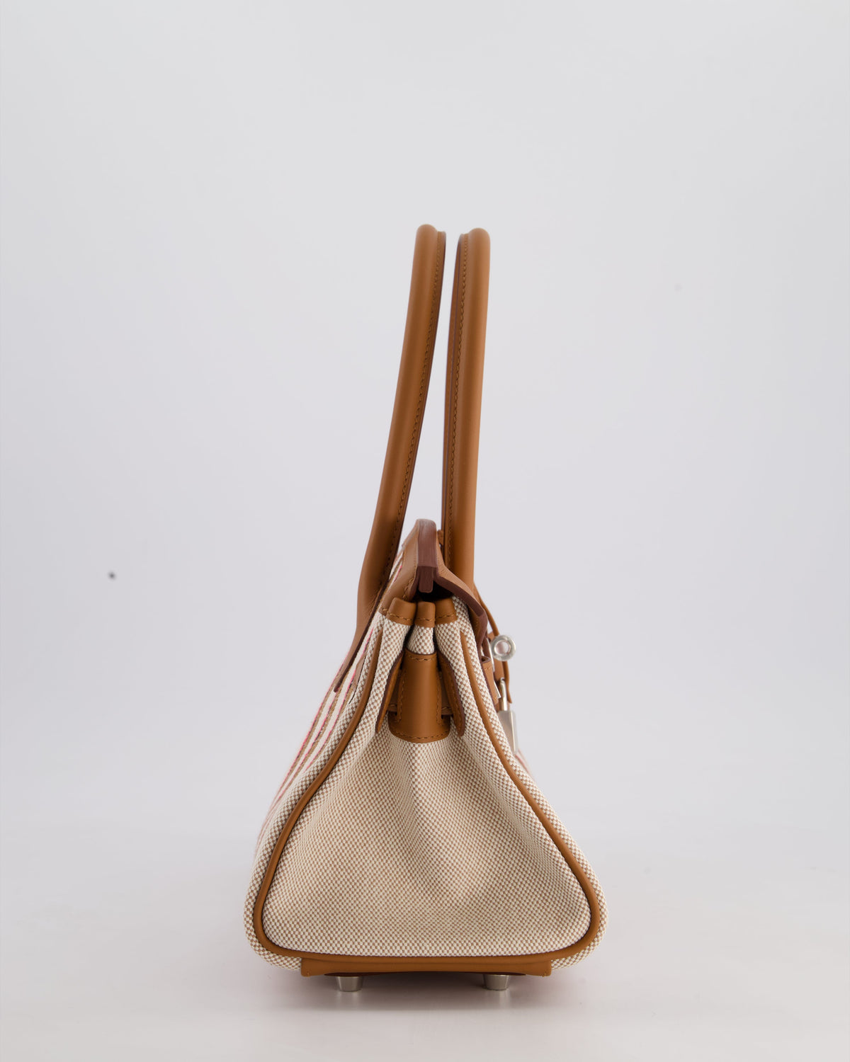 *SUPER HOT & NEW RELEASE* Hermès Birkin Shoulder Light 29cm Bag in Ecru, Beige, Rose Pop, Noir Broderie Couverture Rayure Toile H Canvas & Fauve Swift Leather with Palladium Hardware