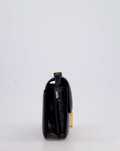 *STORE FRESH* Hermès Mini Constance 18cm Bag in Noir Shiny Alligator Mississippiensis Leather with Gold Hardware