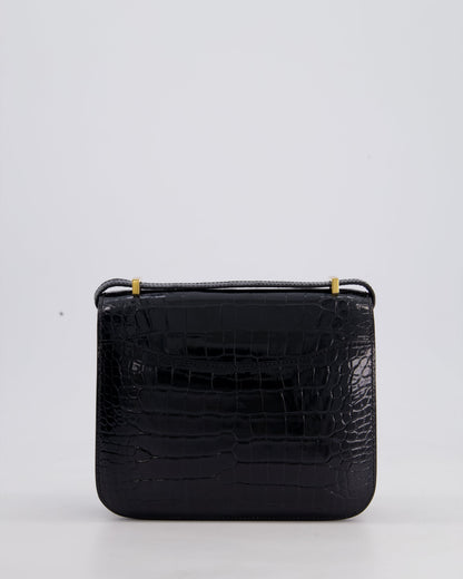 *STORE FRESH* Hermès Mini Constance 18cm Bag in Noir Shiny Alligator Mississippiensis Leather with Gold Hardware