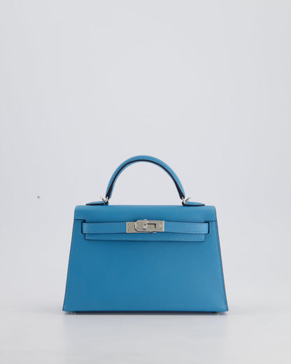 *HOT* Hermès Mini Kelly II 20cm in Bleu Du Nord Madame Leather with Palladium Hardware