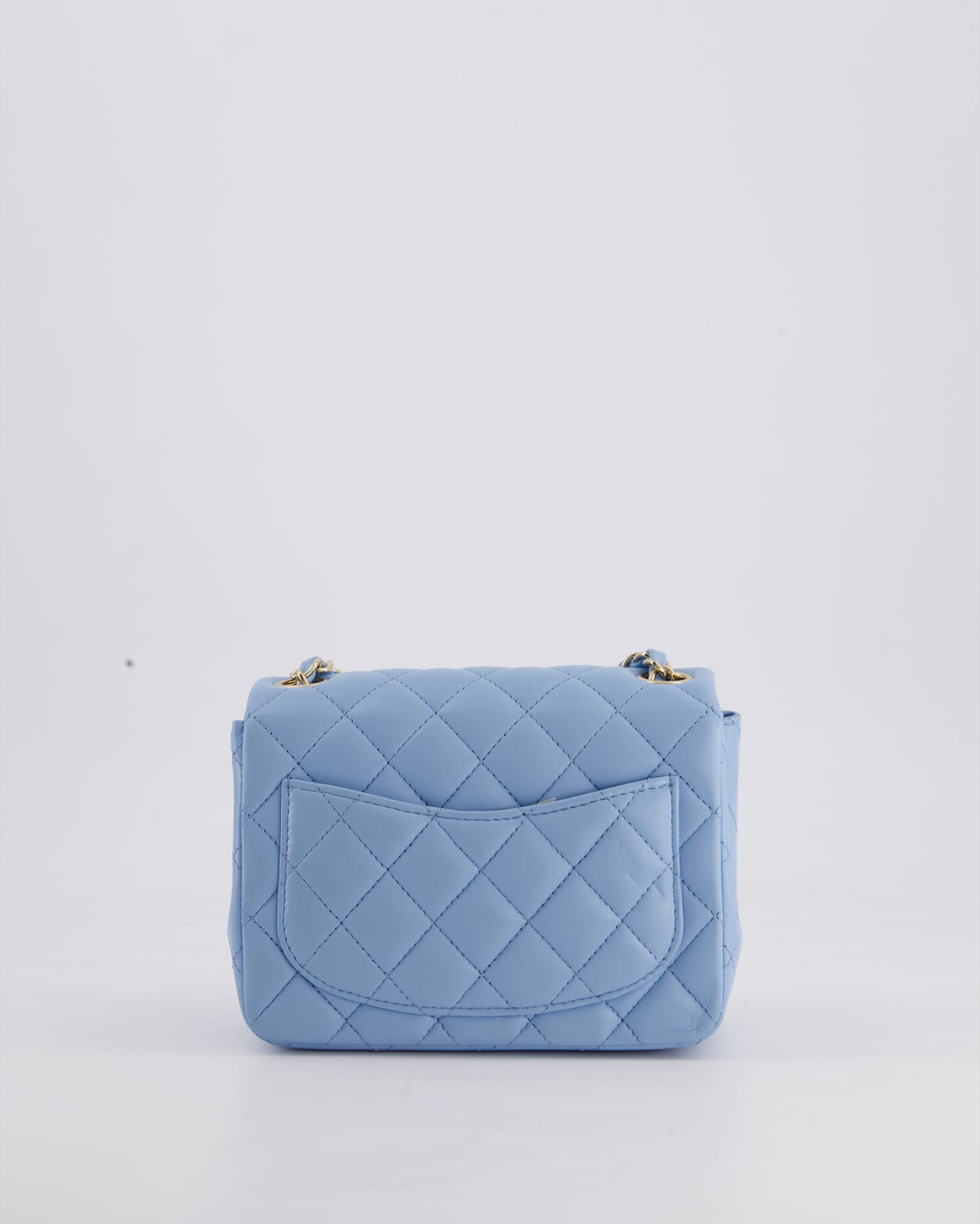 *HOT COLOUR* Chanel Sky Blue Mini Square Bag in Lambskin Leather with Champagne Hardware