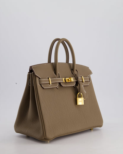 Hermès Birkin Retourne 25cm Bag in Etoupe Togo Leather with Gold Hardware