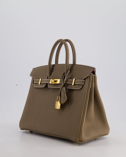 Hermès Birkin Retourne 25cm Bag in Etoupe Togo Leather with Gold Hardware