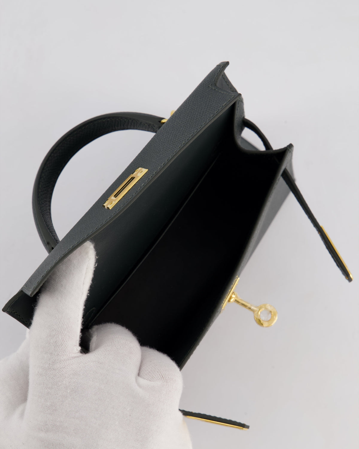 Hermès Mini Kelly II 20cm Bag In Vert Mangrove Epsom Leather with Gold Hardware