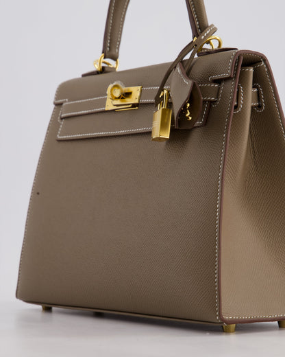 Hermès Kelly 25cm Sellier Bag in Etoupe Epsom Leather and Gold Hardware