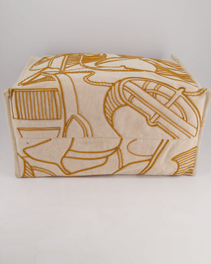 Hermes Beige Embroidered Thalassa Beach Tote Bag