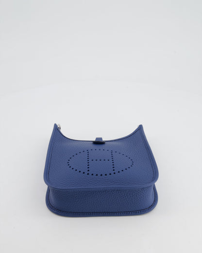 Hermès Mini Evelyne 16 Bag in Bleu de Prusse Clemence Leather with Palladium Hardware