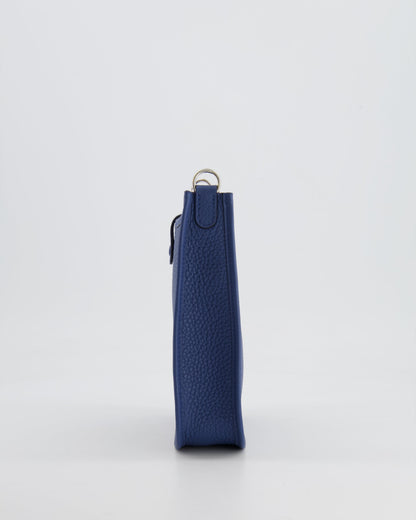 Hermès Mini Evelyne 16 Bag in Bleu de Prusse Clemence Leather with Palladium Hardware