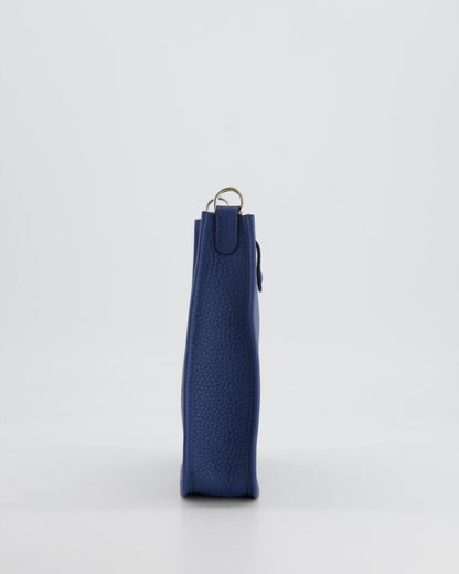 Hermès Mini Evelyne 16 Bag in Bleu de Prusse Clemence Leather with Palladium Hardware