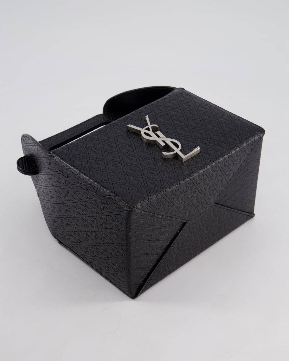 Saint Laurent Black Take-Away Box Bag in Calfskin Leather with Silver Hardware RRP £1,350