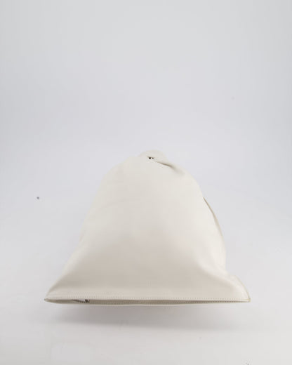 Bottega Veneta Large White Calfskin Leather Knot Clutch Bag
