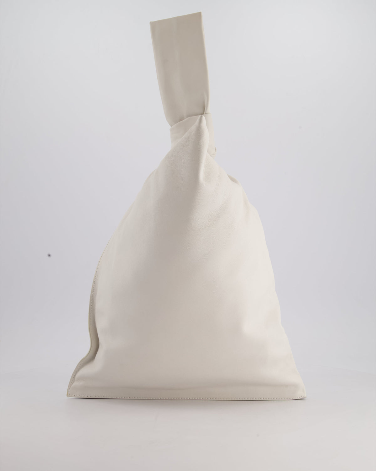 Bottega Veneta Large White Calfskin Leather Knot Clutch Bag