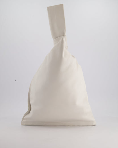Bottega Veneta Large White Calfskin Leather Knot Clutch Bag