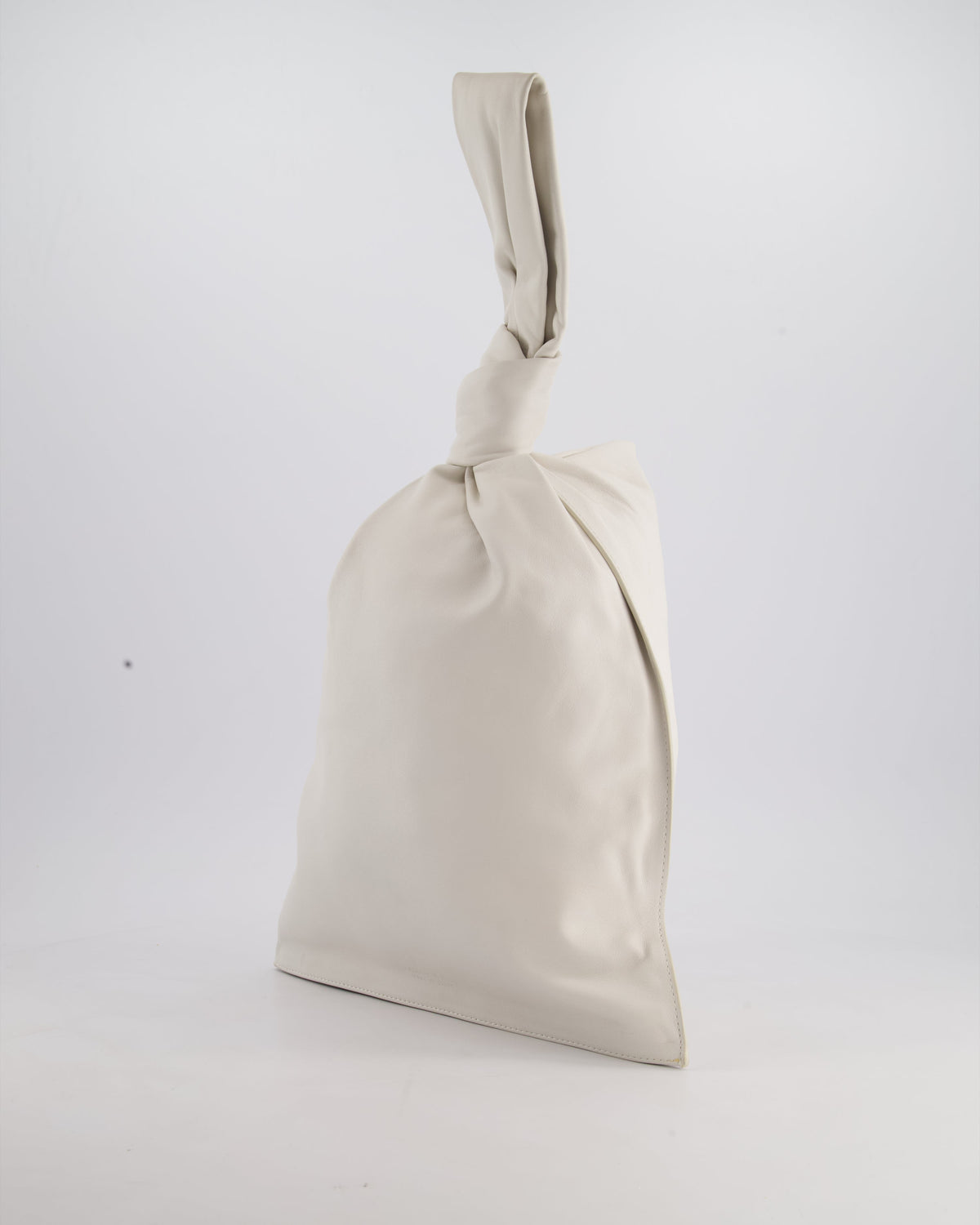 Bottega Veneta Large White Calfskin Leather Knot Clutch Bag