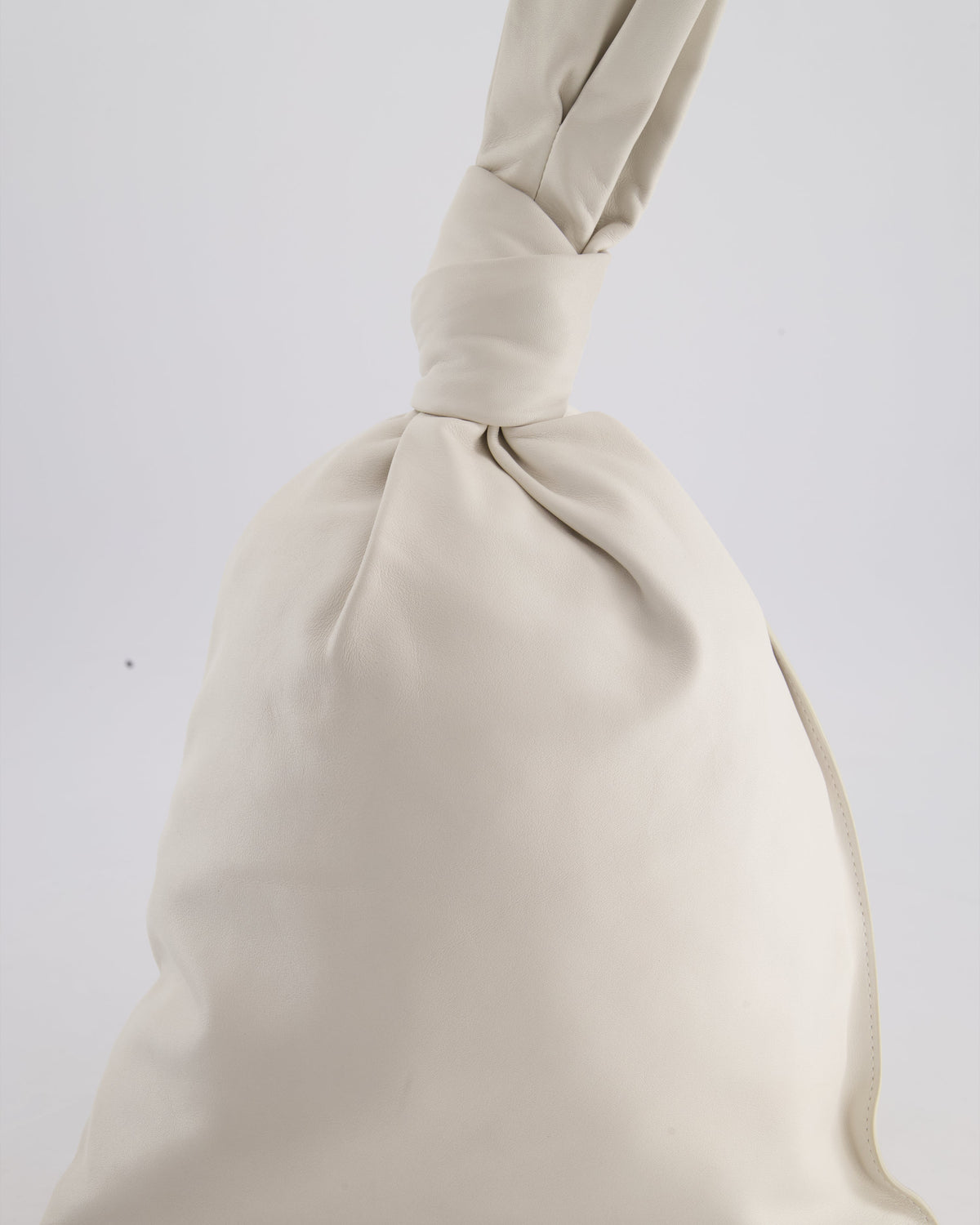 Bottega Veneta Large White Calfskin Leather Knot Clutch Bag