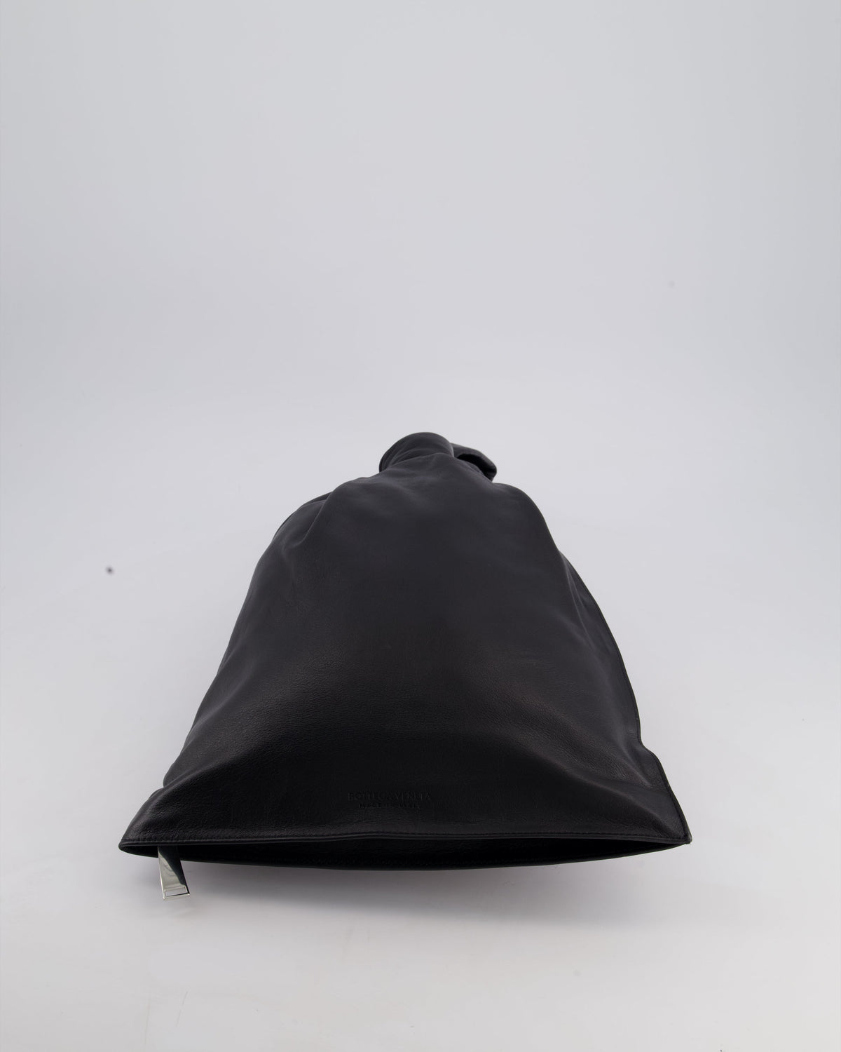 Bottega Veneta Large Black Calfskin Leather Knot Clutch Bag