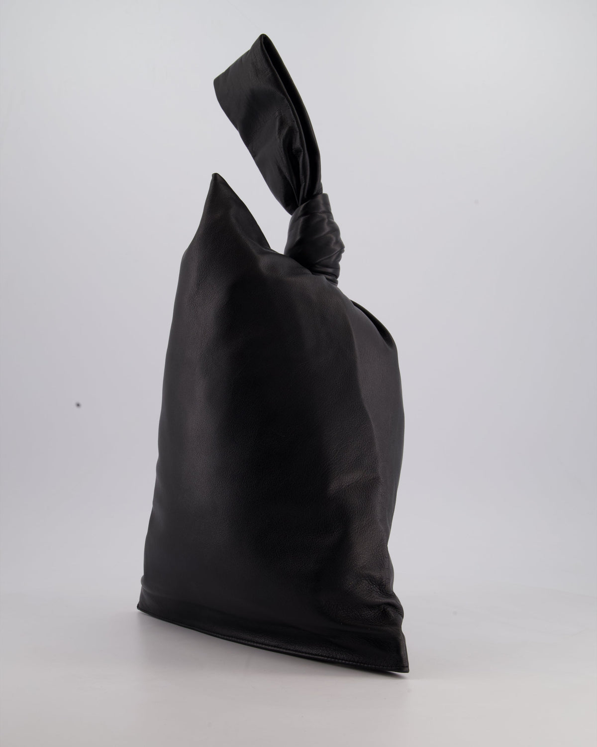 Bottega Veneta Large Black Calfskin Leather Knot Clutch Bag