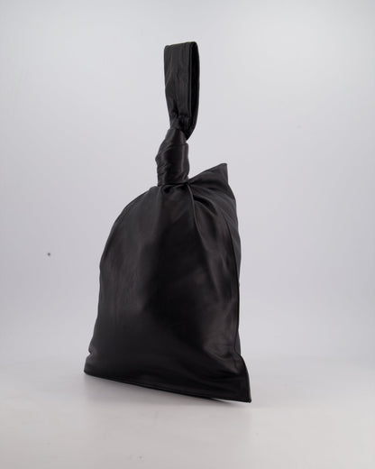 Bottega Veneta Large Black Calfskin Leather Knot Clutch Bag