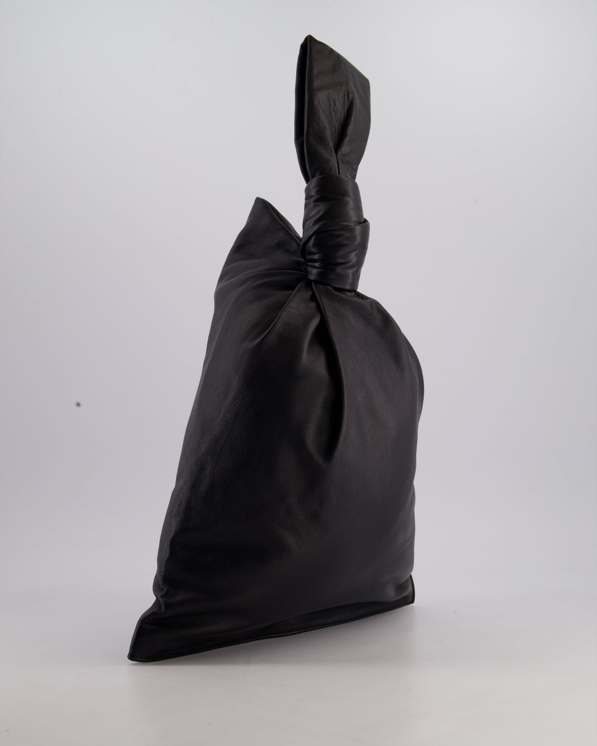 Bottega Veneta Large Black Calfskin Leather Knot Clutch Bag
