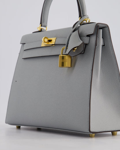 Hermès Kelly 25cm Bag in Bleu Glacier Epsom Leather with Gold Hardware