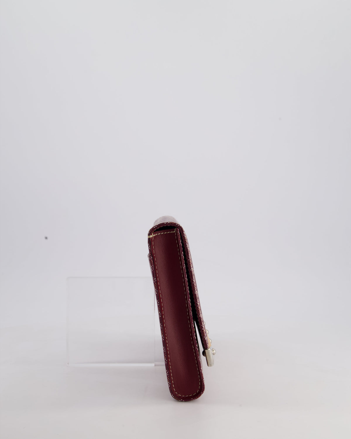 Goyard Burgundy Monte Carlo Canvas Clutch Bag with Silver Hardware