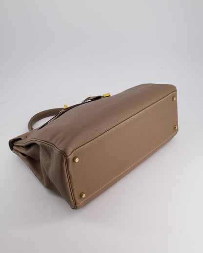 Hermès Kelly 35cm Bag in Etoupe Togo Leather with Gold Hardware