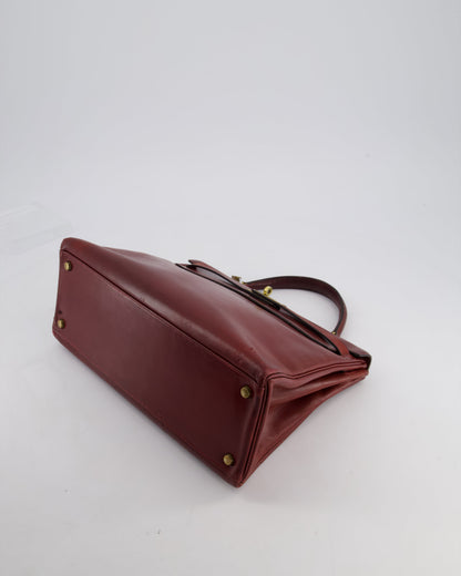 *FIRE PRICE* Hermès Vintage Kelly 32cm Bag in Rouge H Box Leather with Gold Hardware