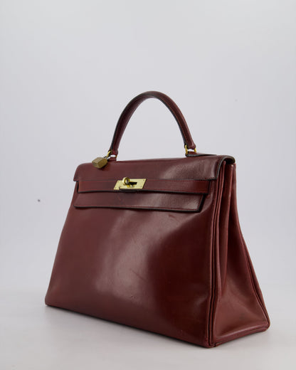 *FIRE PRICE* Hermès Vintage Kelly 32cm Bag in Rouge H Box Leather with Gold Hardware