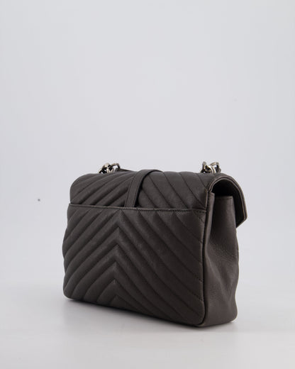 Saint Laurent Asphalt Grey Medium College Bag with Brushed Palladium Hardware