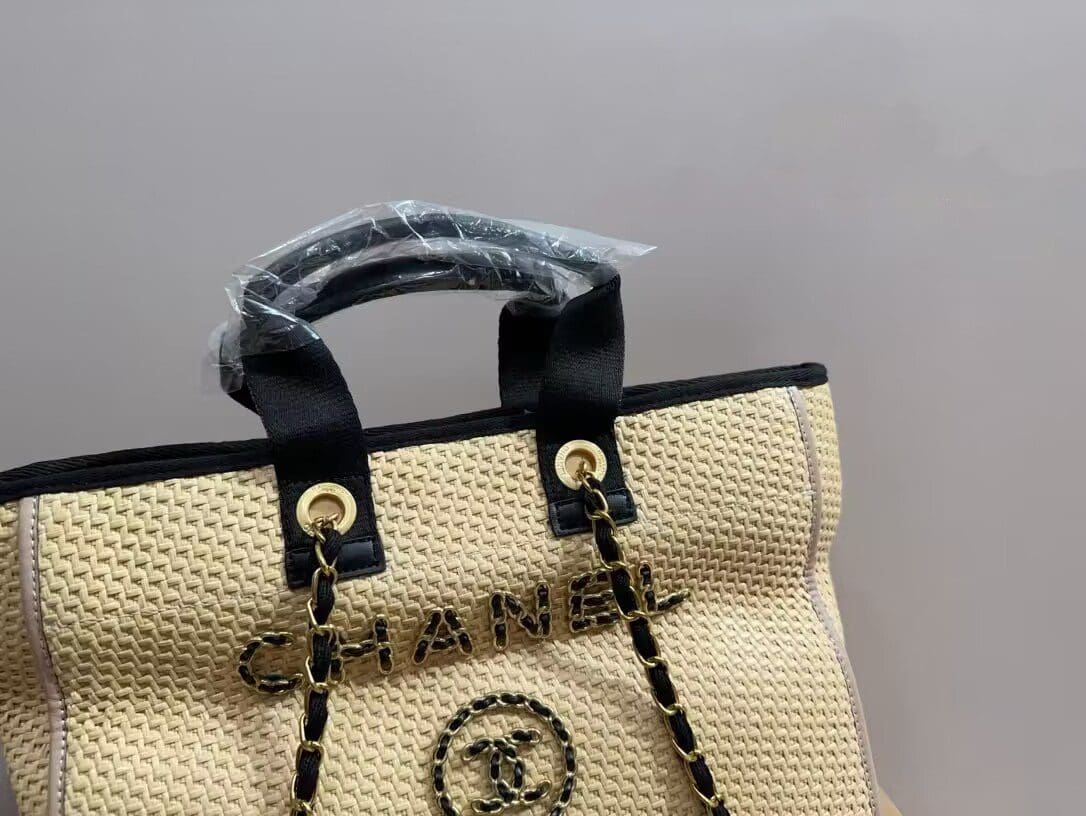 Chanel Deauville Tote Straw with Chain Detail Medium