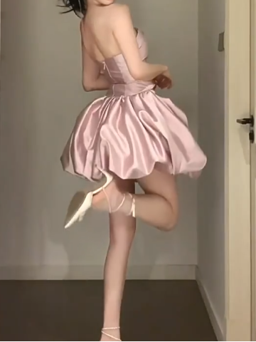Sweet Homecoming Dress Strapless Pleated Short Prom Dress Back to School Outfits Party Dress  D6082