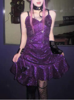 Fashionable Homecoming Dress Spaghetti Straps Sequines Prom Dress Back to School Outfits Party Dress  D6115