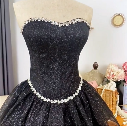 Charming Homecoming Dress Sweetheart Rinestone Tulle Prom Dress Back to School Outfits Party Dress  D6198