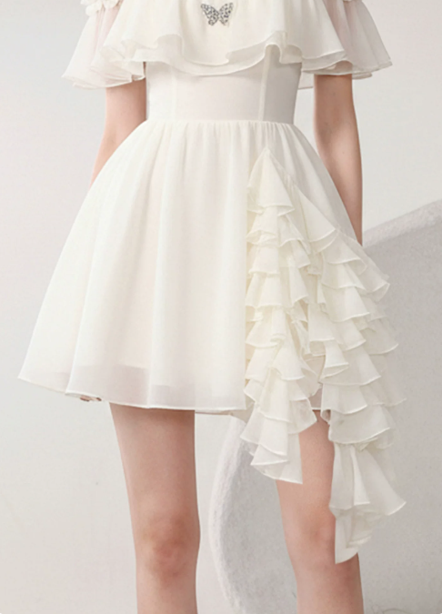 Sweet Homecoming Dress Spaghetti Strap Butterfly Cascade Prom Dress Back to School Outfits Party Dress  D6240