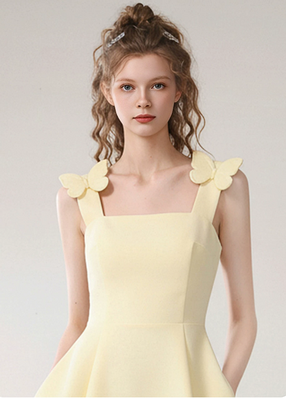 Sweet Homecoming Dress Square Butterfly Flower Prom Dress Back to School Outfits Party Dress  D6249