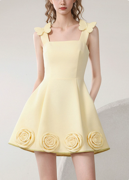 Sweet Homecoming Dress Square Butterfly Flower Prom Dress Back to School Outfits Party Dress  D6249