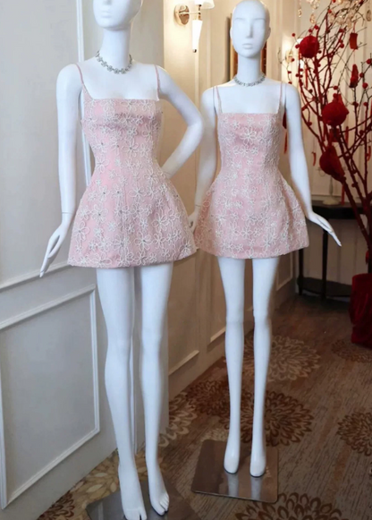 Sweet Homecoming Dress Spaghetti Strap Applique Prom Dress Back to School Outfits Party Dress  D6270