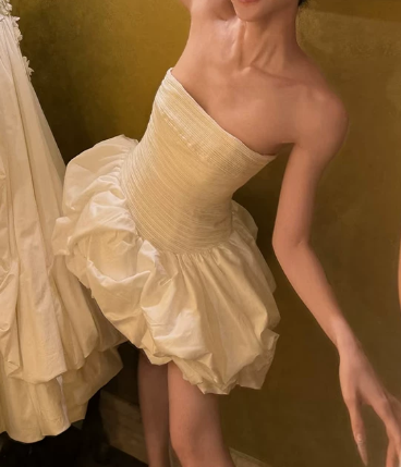 Stunning Homecoming Dress Strapless Cascade Dress Back to School Outfits Party Dress  D6336