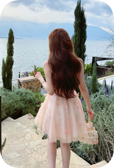 Sweet Homecoming Dress Halter Flower Tulle Dress Back to School Outfits Party Dress  D6346