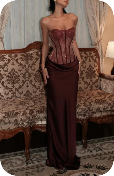 Elegant Prom Dress Strapless Lace Dress Evening Dress   D6320