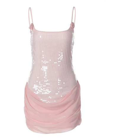 Charming Homecoming Dress Spaghetti Strap Sequins Tulle Flower Dress Back to School Outfits Party Dress  D6359
