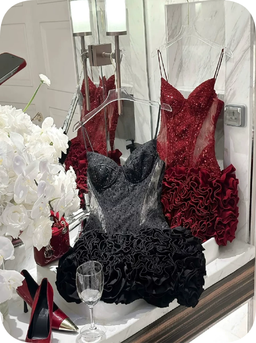 Charming Homecoming Dress V Neck Sequins Rinestone Tulle Dress Back to School Outfits Party Dress  D6361