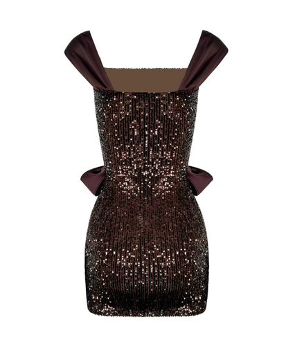 Charming Homecoming Dress Square Sequins Bowknot Dress Back to School Outfits Party Dress  D6362