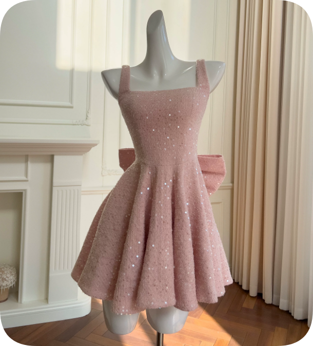 Sweet Homecoming Dress Square Bowknot Dress Back to School Outfits Party Dress  D6364