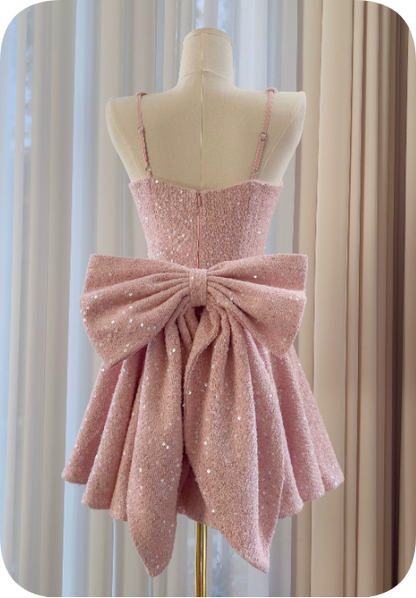Sweet Homecoming Dress Square Bowknot Dress Back to School Outfits Party Dress  D6364